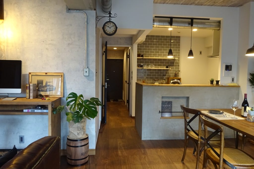 埼玉住建　リビング　インダストリアル　マンションリノベーション施工　所沢　朝霞　埼玉